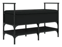 Banco zapatero negro 85,5x42x57,5 cm madera de ingeniería