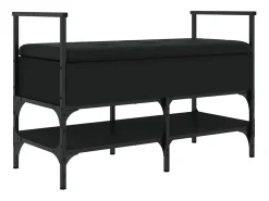 Banco zapatero negro 85,5x42x57,5 cm madera de ingeniería