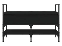 Banco zapatero negro 85,5x42x57,5 cm madera de ingeniería