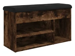 Banco zapatero roble ahumado 82x32x45,5 cm madera de ingeniería