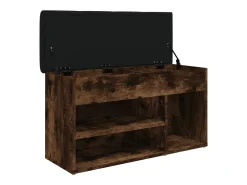 Banco zapatero roble ahumado 82x32x45,5 cm madera de ingeniería