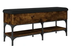 Banco zapatero roble ahumado 102x32x45 cm madera de ingeniería