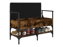 Banco zapatero roble ahumado 85,5x42x57,5 cm madera de ingeniería