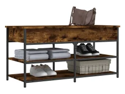 Banco zapatero roble ahumado 100x42,5x50 cm madera de ingeniería