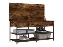 Banco zapatero roble ahumado 100x42,5x50 cm madera de ingeniería