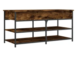 Banco zapatero roble ahumado 100x42,5x50 cm madera de ingeniería