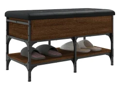 Banco zapatero roble marrón 82x42x45 cm madera de ingeniería