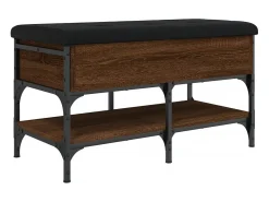 Banco zapatero roble marrón 82x42x45 cm madera de ingeniería