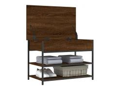 Banco zapatero roble marrón 70x42,5x50 cm madera de ingeniería