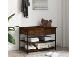 Banco zapatero roble marrón 70x42,5x50 cm madera de ingeniería