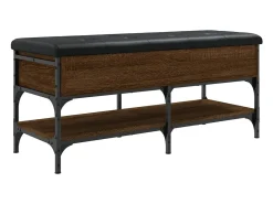 Banco zapatero roble marrón 102x42x45 cm madera de ingeniería