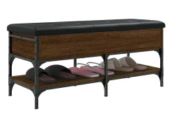 Banco zapatero roble marrón 102x42x45 cm madera de ingeniería