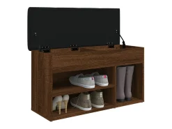 Banco zapatero roble marrón 82x32x45,5 cm madera de ingeniería