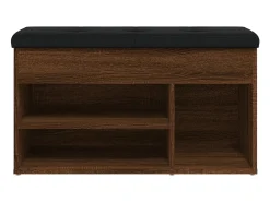Banco zapatero roble marrón 82x32x45,5 cm madera de ingeniería