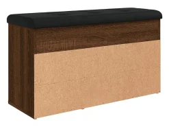 Banco zapatero roble marrón 82x32x45,5 cm madera de ingeniería