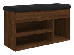 Banco zapatero roble marrón 82x32x45,5 cm madera de ingeniería