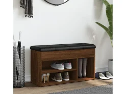 Banco zapatero roble marrón 82x32x45,5 cm madera de ingeniería
