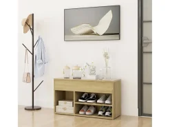 Banco zapatero roble Sonoma 80x30x45 cm Madera de ingeniería