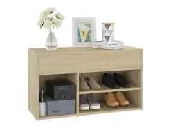 Banco zapatero roble Sonoma 80x30x45 cm Madera de ingeniería