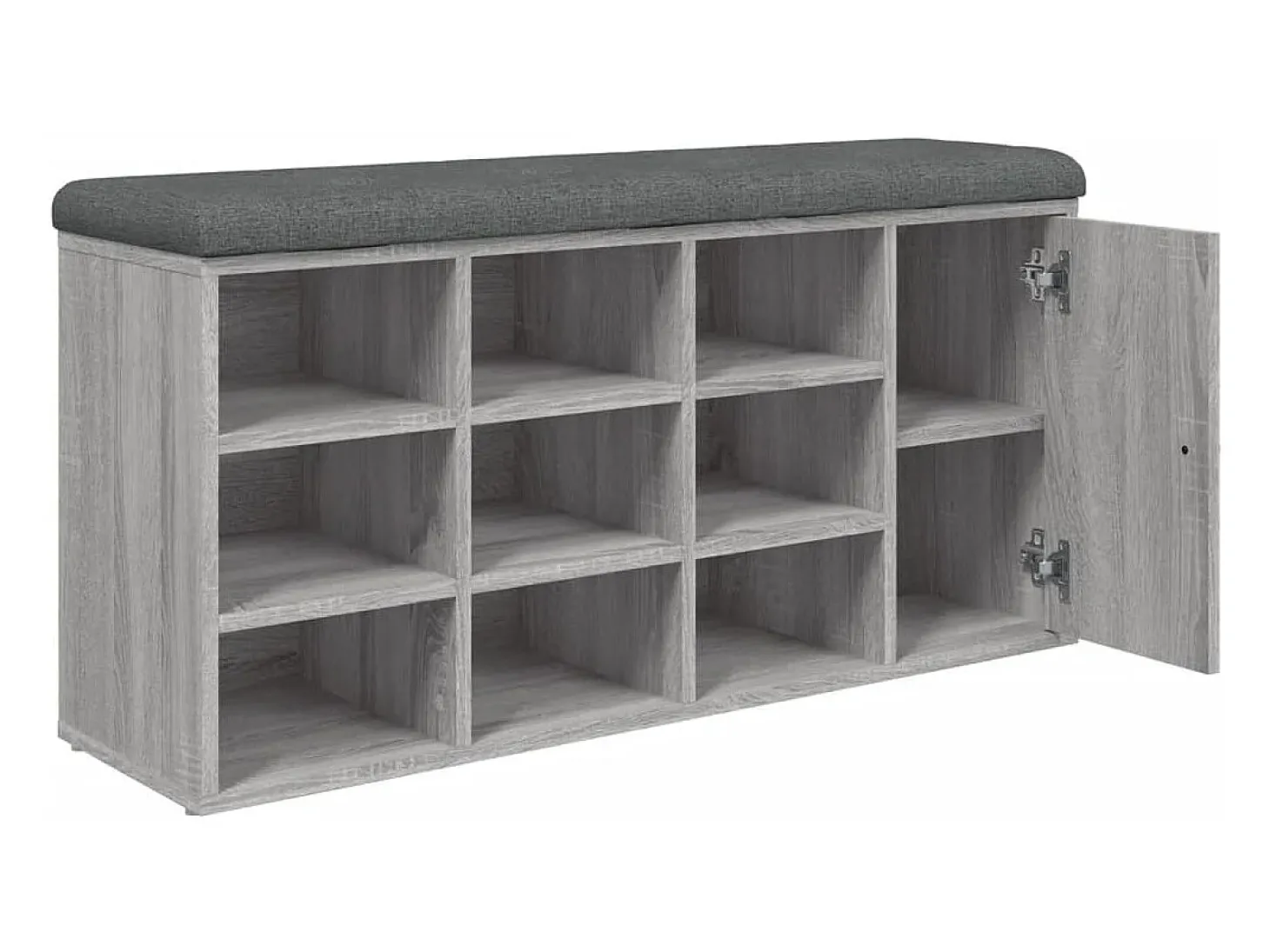 Banco zapatero Sonoma gris 102x32x50 cm madera de ingeniería