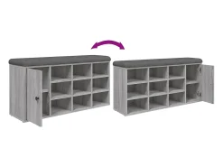 Banco zapatero Sonoma gris 102x32x50 cm madera de ingeniería