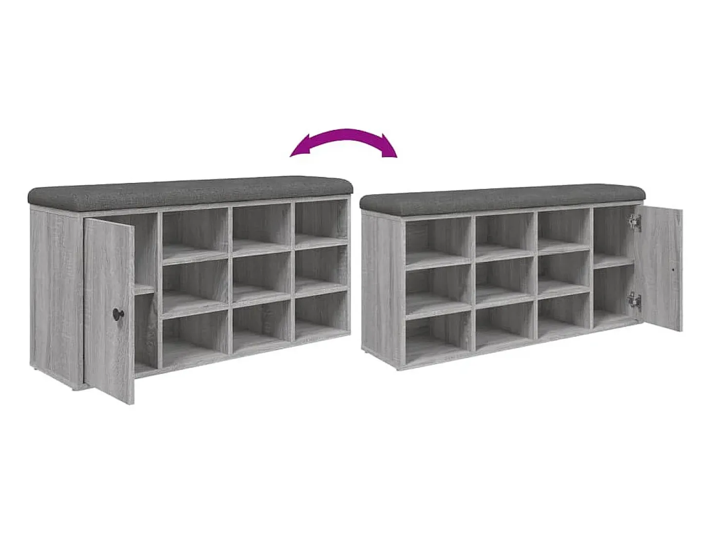 Banco zapatero Sonoma gris 102x32x50 cm madera de ingeniería