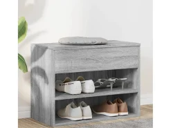 Banco zapatero Sonoma gris 60x30x45 cm Madera de ingeniería