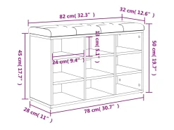Banco zapatero Sonoma gris 82x32x50 cm madera de ingeniería