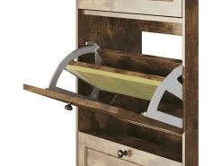 Bealife Mueble zapatero con 2 puertas abatibles y 1 cajón – 58x24x102 cm, Marrón – Estantes regulables en altura, Zapatero moderno y funcional