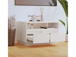 Bemidji Mueble de TV de madera maciza de pino blanco 60x35x37 cm