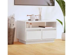 Bemidji Mueble de TV de madera maciza de pino blanco 60x35x37 cm