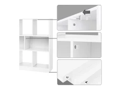 Biblioteca blanca con 8 compartimentos de almacenamiento abiertos - L97,5 x H100 cm
