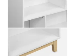 Biblioteca con patas de madera de 8 compartimentos blanco