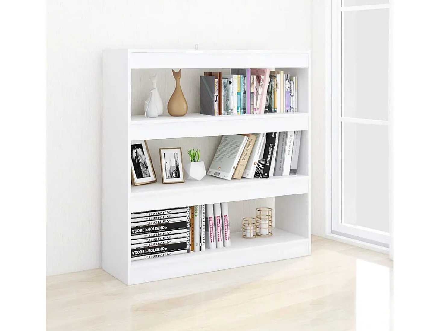 Biblioteca Estantería de libros/divisor de espacios blanco 100x30x103 cm ES50526