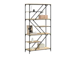 Biblioteca Estantería madera de ingeniería acero roble Sonoma 91x36x176 cm ES98176