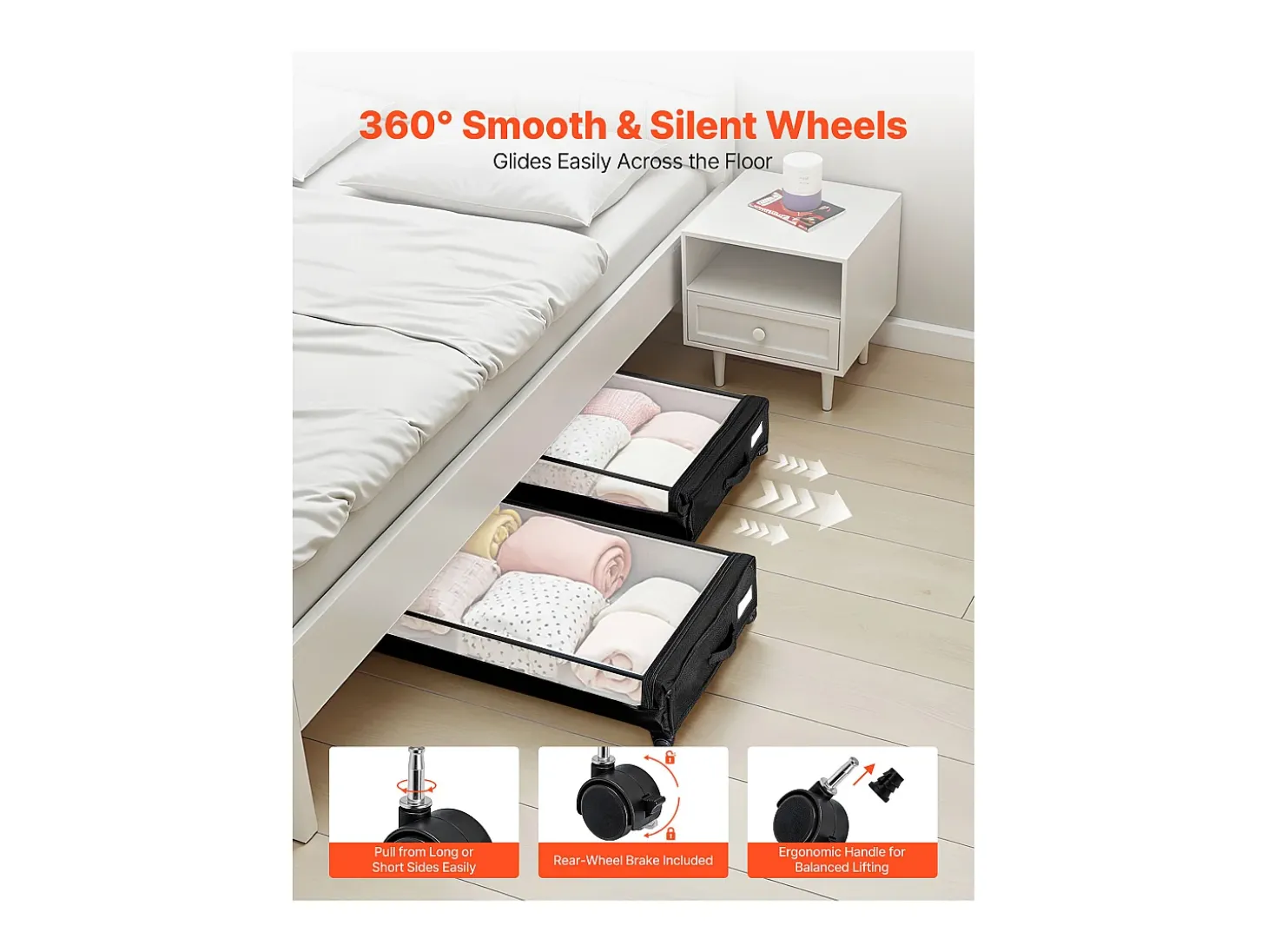 Bolsas de Almacenamiento SucceBuy para debajo de la Cama con Ruedas, Organizador de Zapatos para debajo de la Cama 2 Piezas de 77 x 47 x 17,3 cm