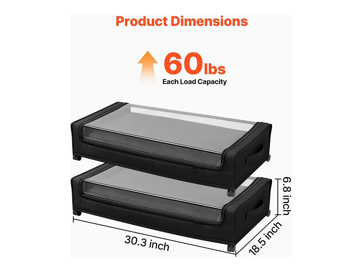Bolsas de Almacenamiento SucceBuy para debajo de la Cama con Ruedas, Organizador de Zapatos para debajo de la Cama 2 Piezas de 77 x 47 x 17,3 cm