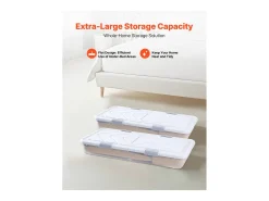 Bolsas de Almacenamiento SucceBuy para debajo de la Cama con Ruedas, Organizador de Zapatos para debajo de la Cama de 101x51x15 cm, Caja de Almacenamiento con Tapa