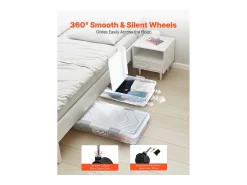 Bolsas de Almacenamiento SucceBuy para debajo de la Cama con Ruedas, Organizador de Zapatos para debajo de la Cama de 101x51x15 cm, Caja de Almacenamiento con Tapa