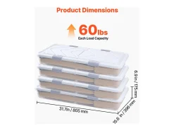 Bolsas de Almacenamiento SucceBuy para debajo de la Cama con Ruedas, Organizador de Zapatos para debajo de la Cama 80,5x39,6x17,5 cm, Caja de Almacenamiento
