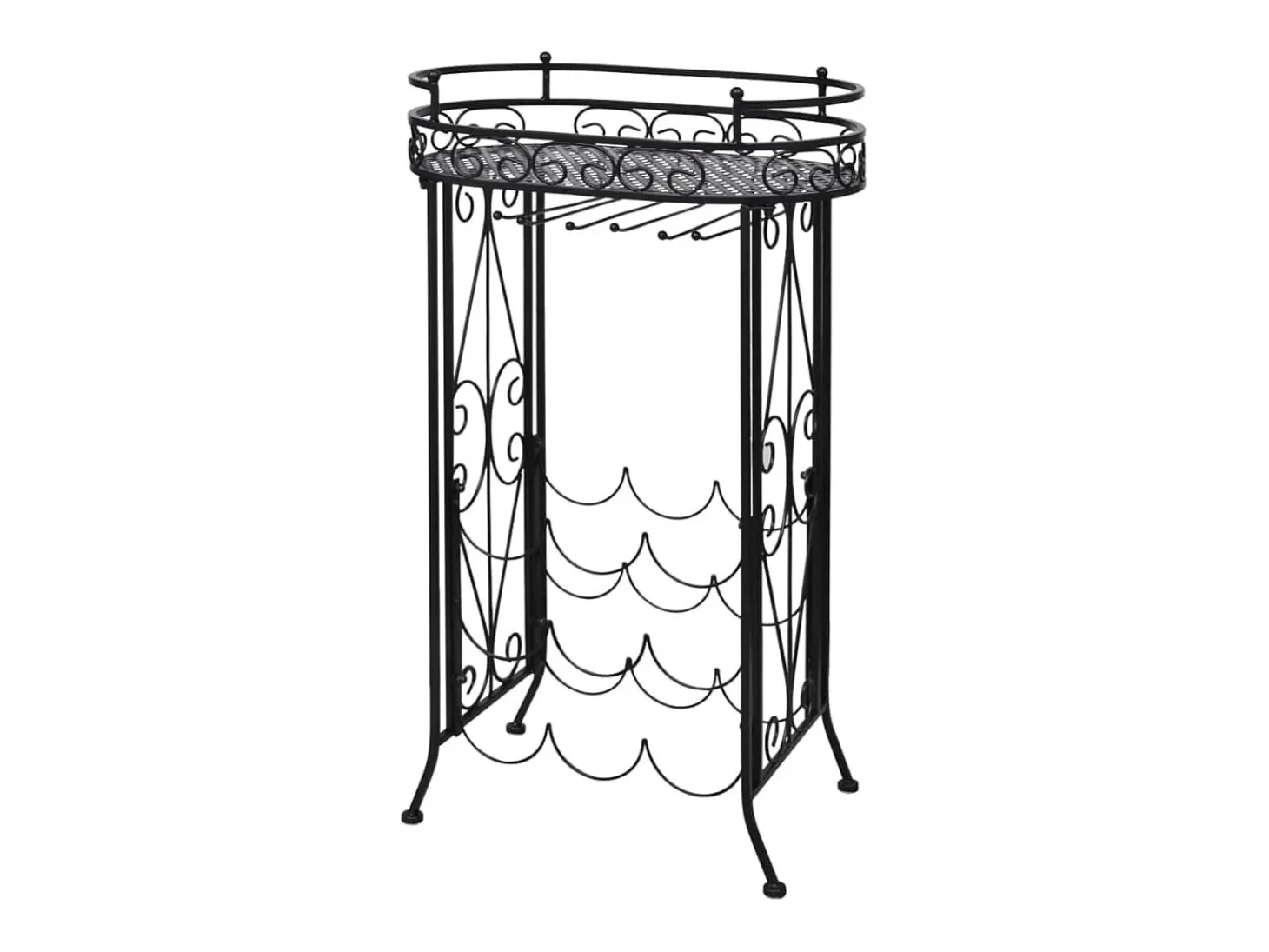Botellero de metal con soportes para copas para 9 botellas ES761678