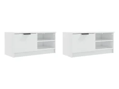 Bryvra Mueble TV 2 pzs madera contrachapada blanco brillo 80x35x36,5cm