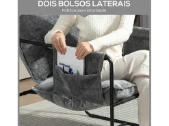 Butaca Albert Homcom bolsillos laterales gris 81x68x78 cm
