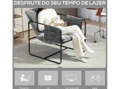 Butaca Albert Homcom bolsillos laterales gris 81x68x78 cm