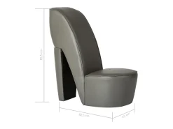 Butaca con forma de zapato de tacón cuero sintético gris