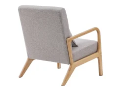 Butaca de 78x65x75 cm con estructura de madera y tela con cojín lumbar en gris Nicole
