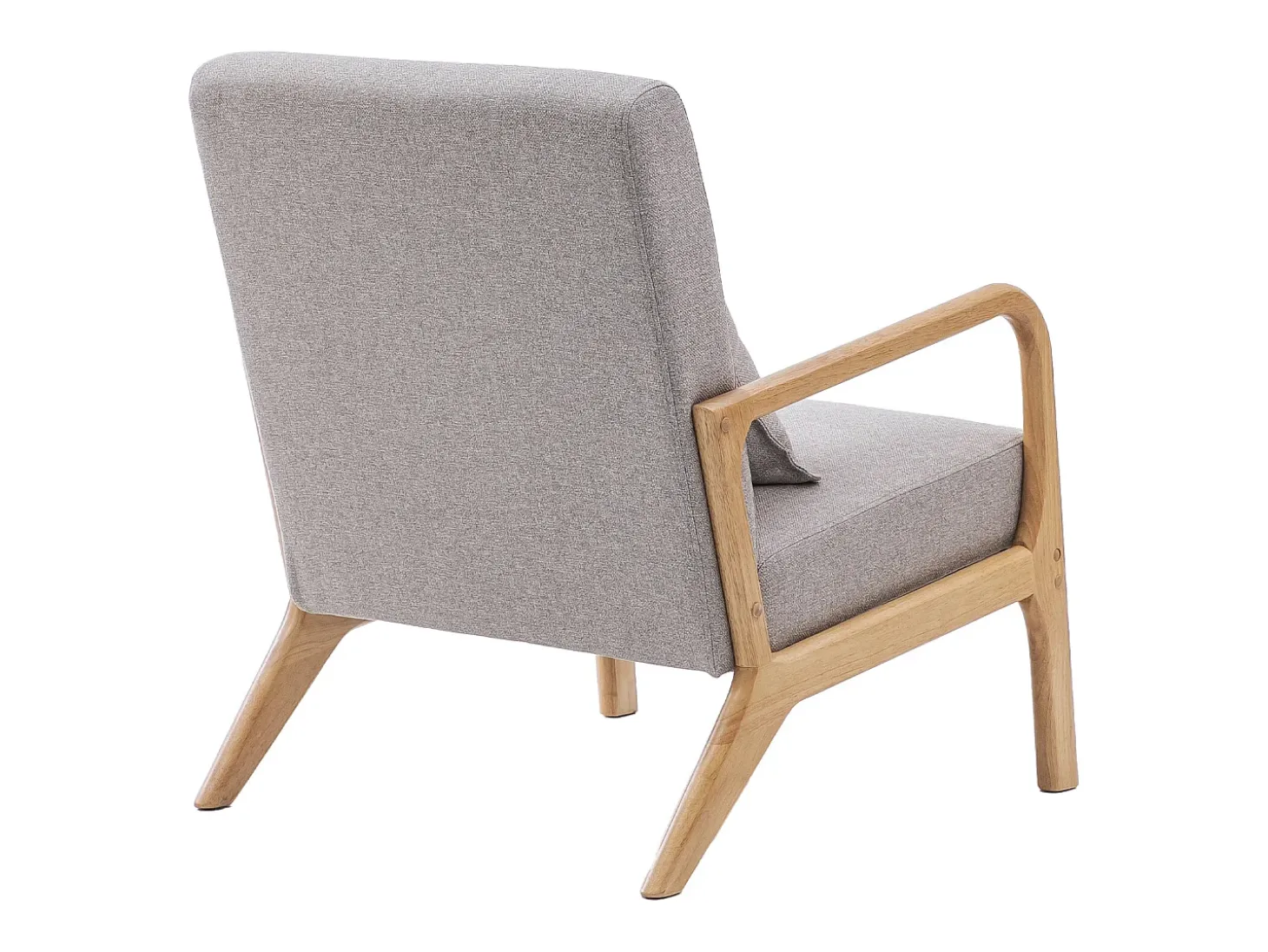 Butaca de 78x65x75 cm con estructura de madera y tela con cojín lumbar en gris Nicole