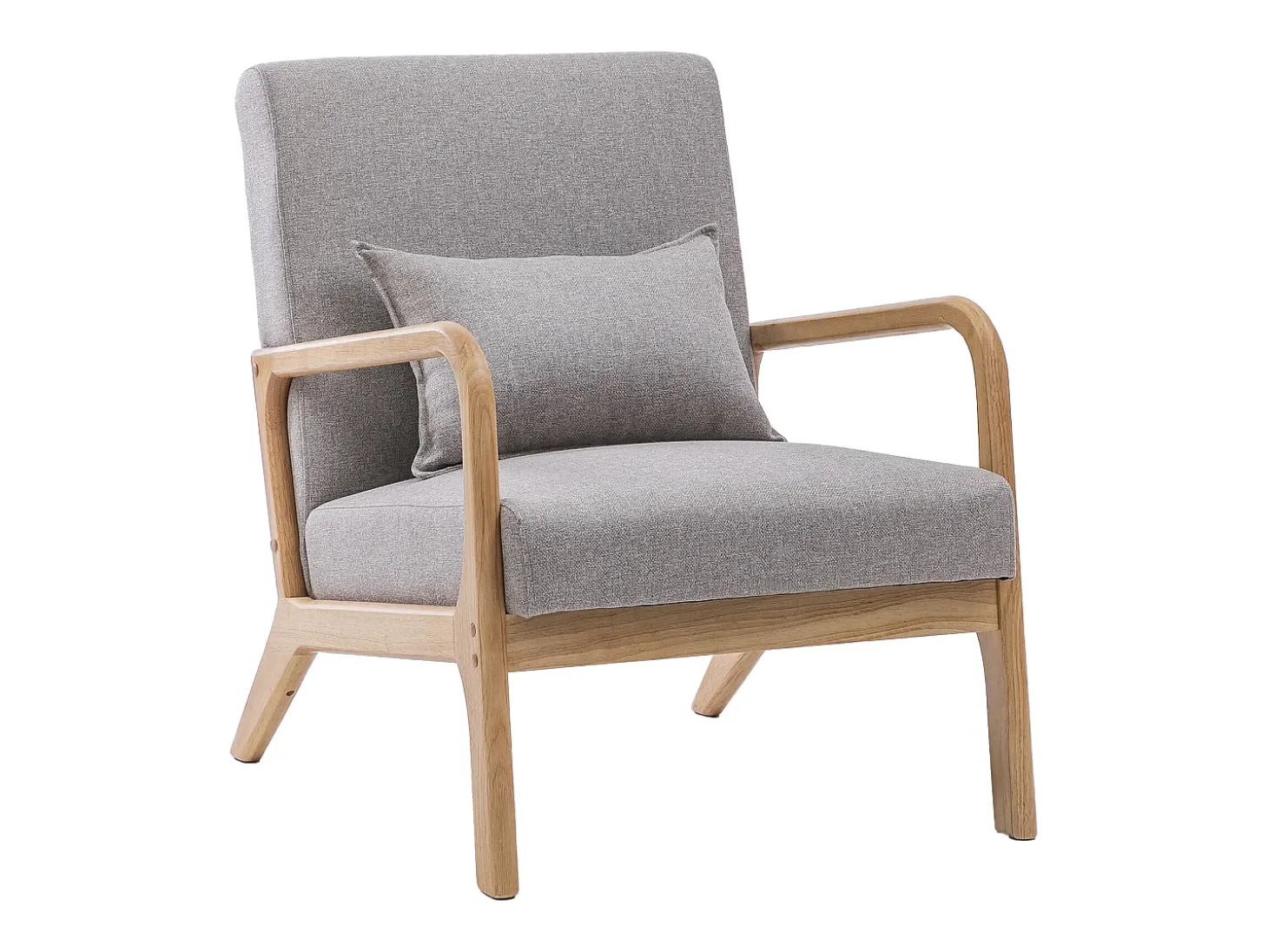 Butaca de 78x65x75 cm con estructura de madera y tela con cojín lumbar en gris Nicole