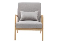 Butaca de 78x65x75 cm con estructura de madera y tela con cojín lumbar en gris Nicole