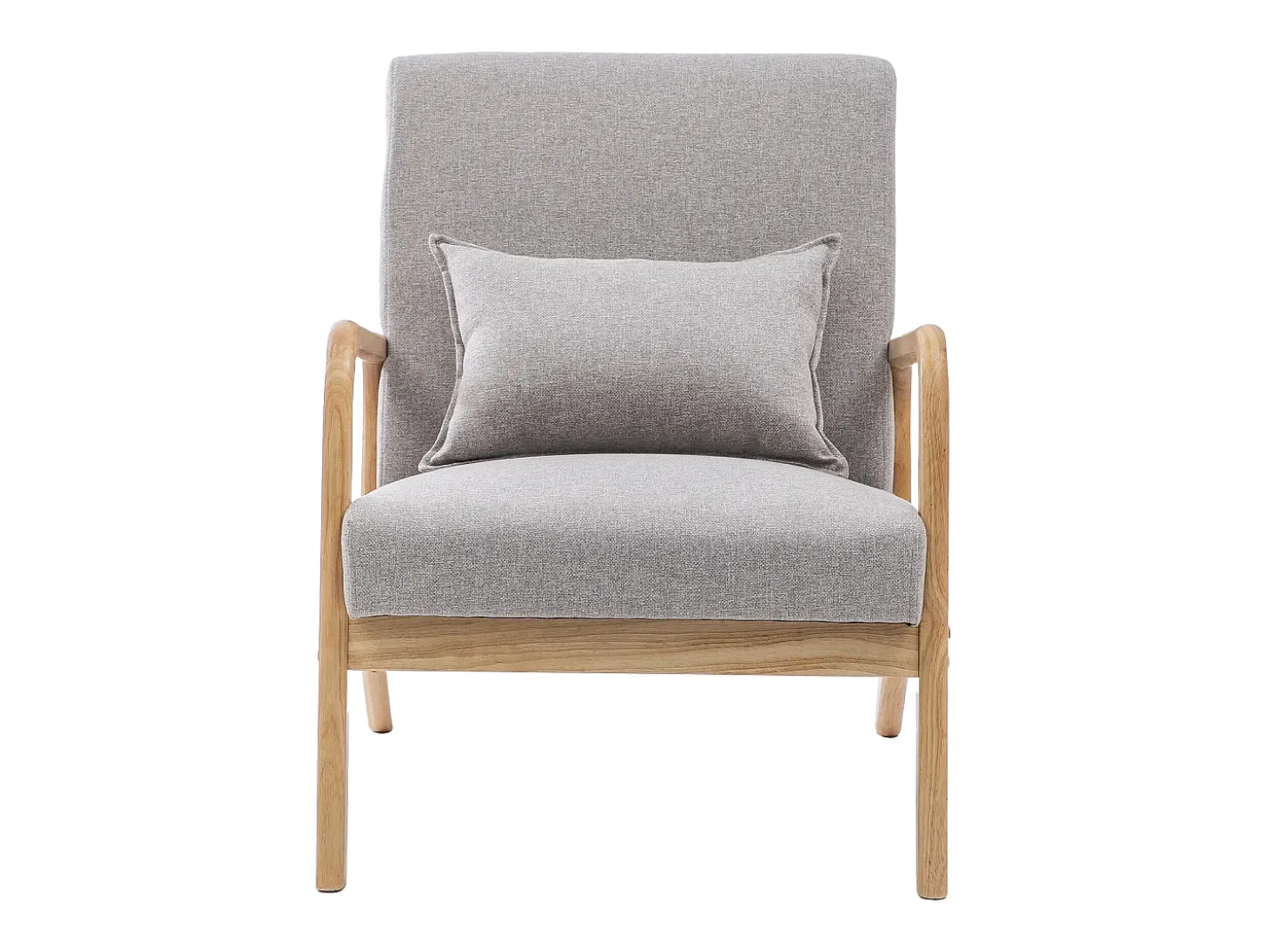 Butaca de 78x65x75 cm con estructura de madera y tela con cojín lumbar en gris Nicole